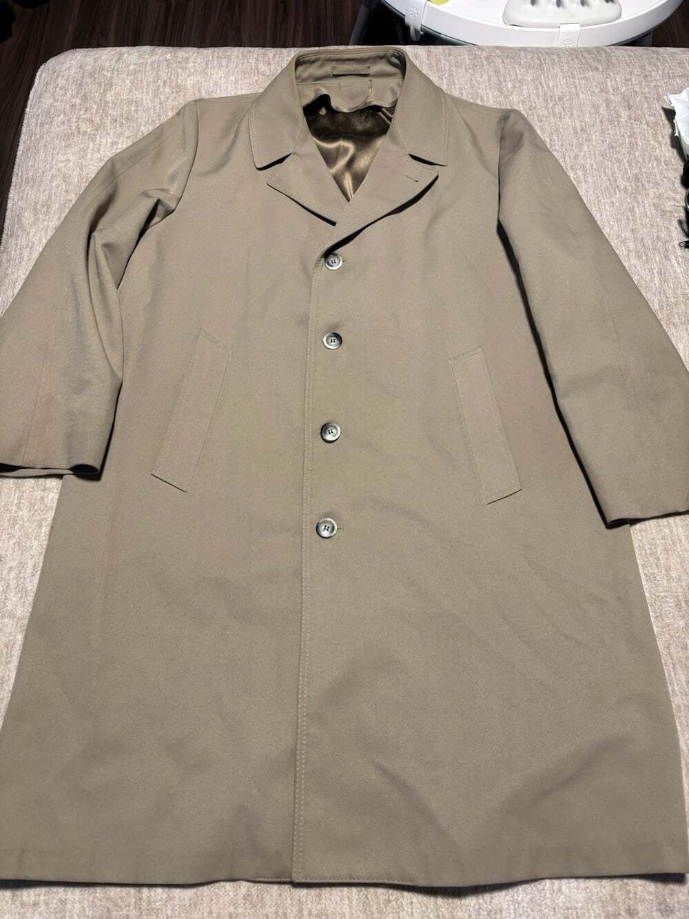 Vintage 60s 70 London Fog Single-Breasted Trench Mac Coat Tan Khaki Mens 44 Reg